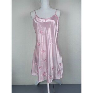 Vintage Inner Most women's small pink heart embroidered slip dress‎ night gown